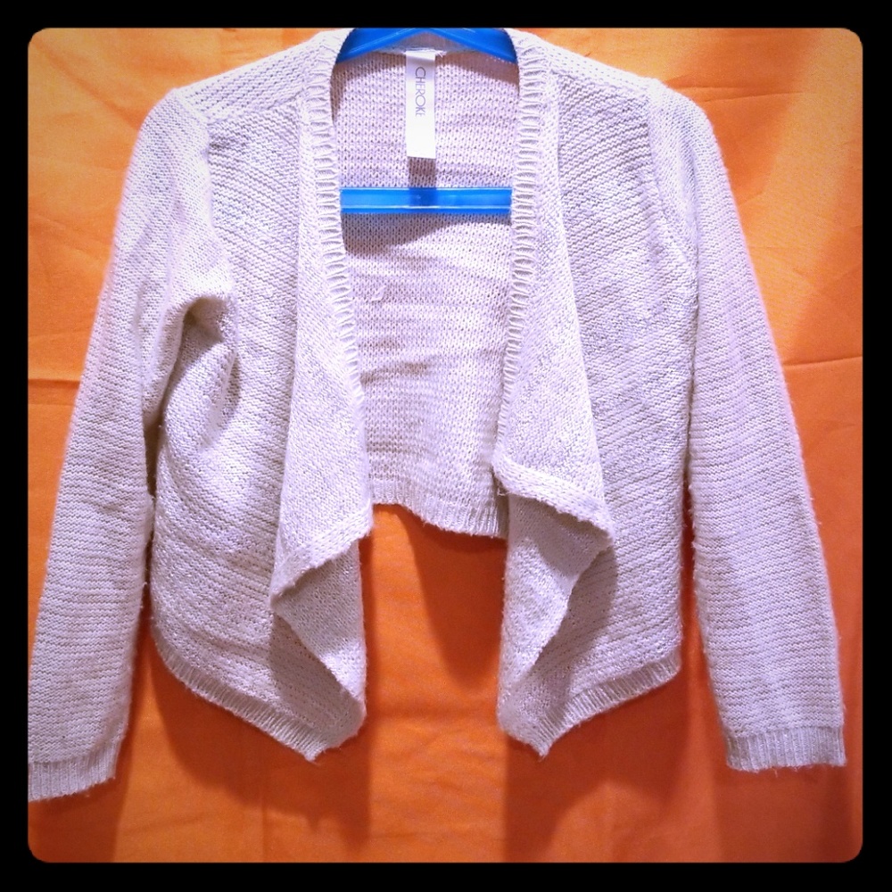 Open front draped sparkling cardigan